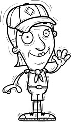 Cartoon Senior Citizen Scout Waving