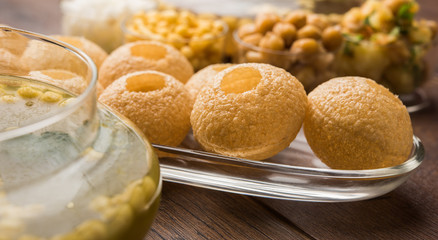Pani Puri OR Golgappa is a popular Indian Chat menu, selective focus © Arundhati