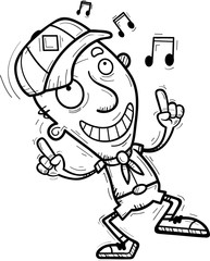 Cartoon Senior Citizen Scout Dancing