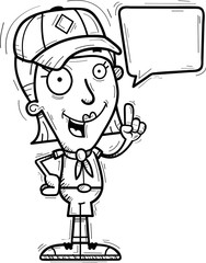 Cartoon Woman Scout Talking