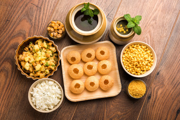 Pani Puri OR Golgappa is a popular Indian Chat menu, selective focus © Arundhati