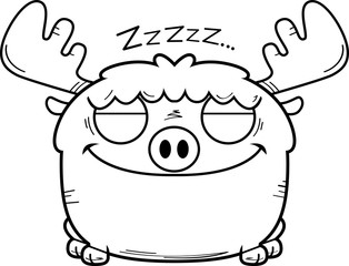 Cartoon Moose Napping