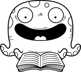 Cartoon Octopus Reading