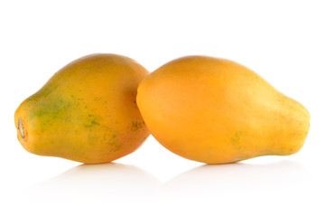 Papaya fruits isolated on white background.