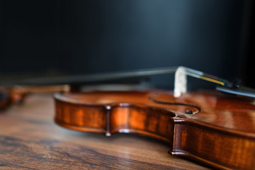 Violin on dark background