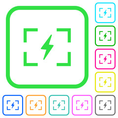 Camera flash mode vivid colored flat icons
