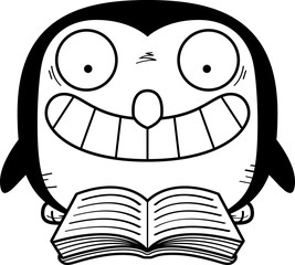 Cartoon Penguin Reading