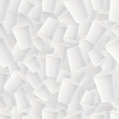 Coffee Ripple Cups White Background. Seamless Pattern