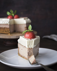 Strawberry cheesecake with panacotta