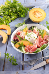 melon, mozzarella and prosciutto ham salad