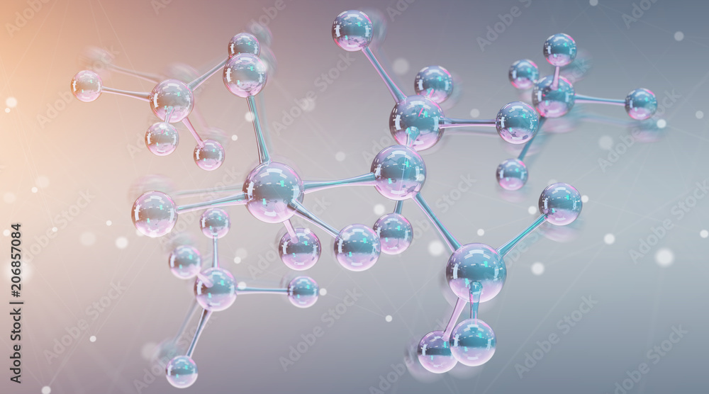 Aufkleber Modern digital molecule structure 3D rendering