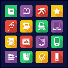Book Publishing Icons Flat Design