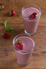 Milkshake with chocolate and strawberries. Chocolate strawberry smoothie.