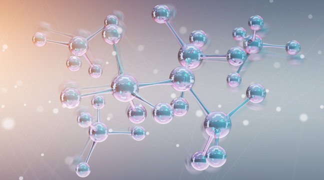 Modern digital molecule structure 3D rendering