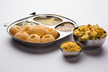 Pani Puri OR Golgappa is a popular Indian Chat menu, selective focus © Arundhati