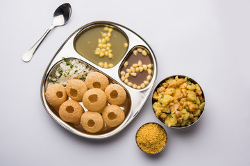 Pani Puri OR Golgappa is a popular Indian Chat menu, selective focus