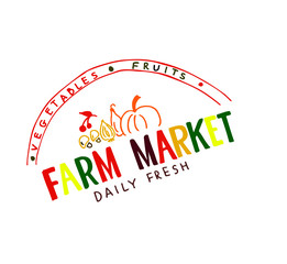Hand drawn Farm Market with multicolor words