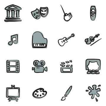 Art & Art Equipment Icons Freehand 2 Color