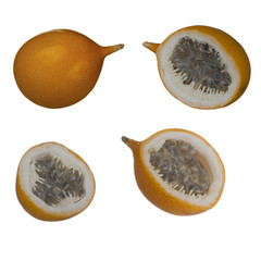 set of sweet granadillas isolated on white background