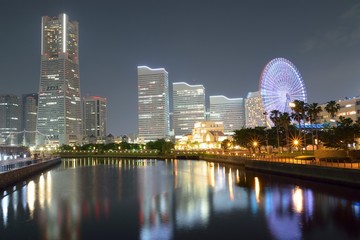 Fototapeta na wymiar Urban skyline of Minatomirai downtown area in Yokohama, Japan