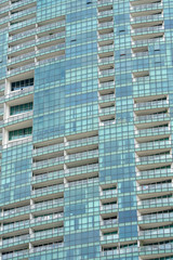Fototapeta premium Abstract architectural background. Wall of modern building.