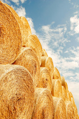 bales of hay on the autumn background