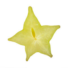 Fototapeta premium half of yellow carambola isolated on white background