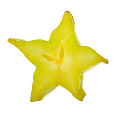 Fototapeta premium half of yellow carambola isolated on white background
