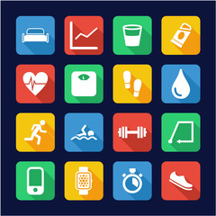 Activity Tracker Icons Flat Design