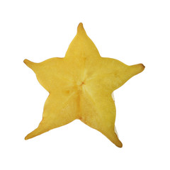 Fototapeta premium half of yellow carambola isolated on white background