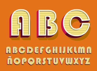 High Quality Vintage Alphabet on Color Background . Isolated Vector Elements