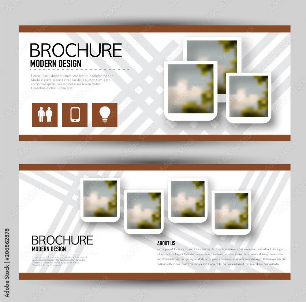 Wall mural set of banners for web and advertisement print out. horizontal flyer handout design. brown color. ve