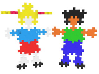 Puzzle human figures on white