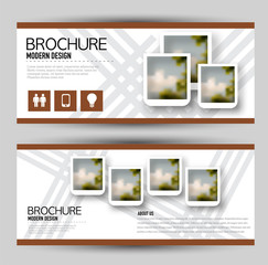 Fototapeta na wymiar Set of banners for web and advertisement print out. Horizontal flyer handout design. Brown color. Vector illustration.