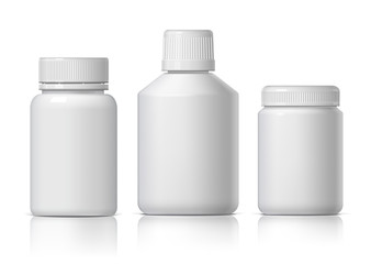 Cool Realistic White plastic bottle. Product Packing Cosmetic, medicine.