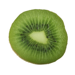 Fototapeta na wymiar cut of green kiwifruit isolated on white background. front view