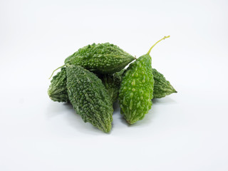 bitter melon, bitter gourd isolated on white background.