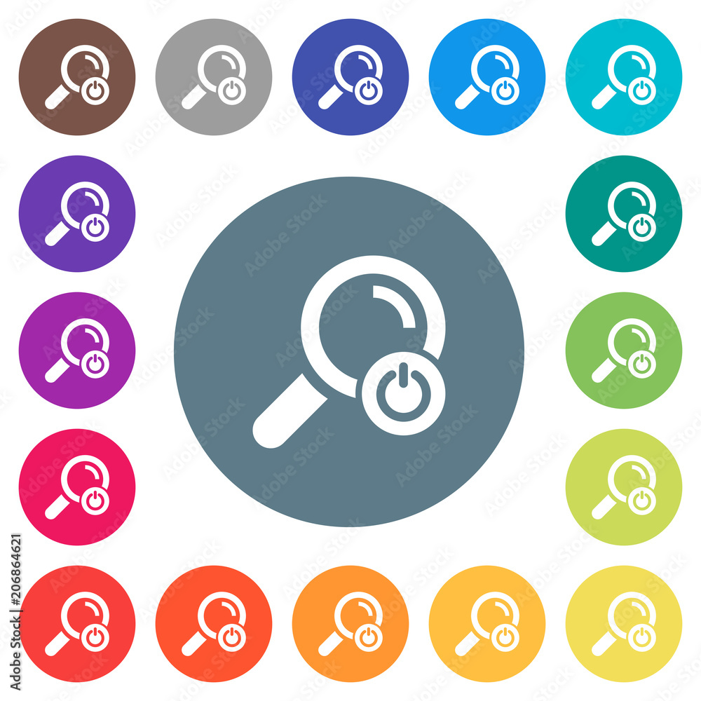 Poster exit from search flat white icons on round color backgrounds