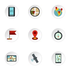 Search territory icons set. Flat illustration of 9 search territory vector icons for web