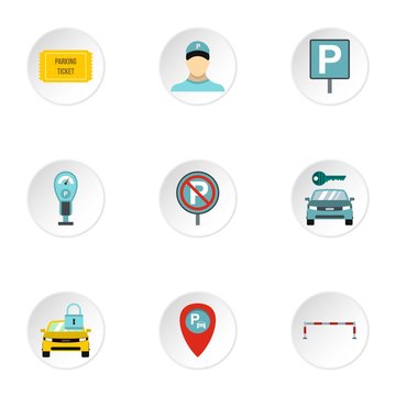 Parking transport icons set. Flat illustration of 9 parking transport vector icons for web