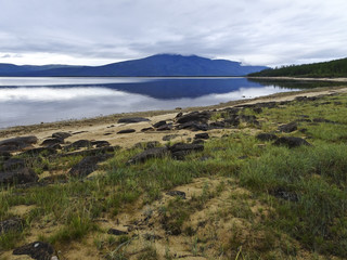 Landscape: severe beauty - the shore of Lake Baunt after a bad weather