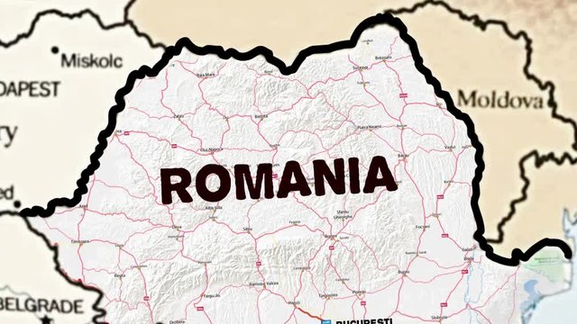 Animated map with communist invasion in Romania.