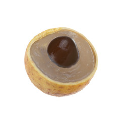 half of longan isolated on white background