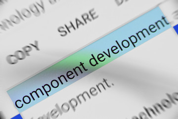 Component development information selected on mobile device