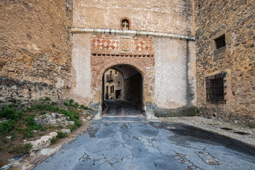 Main gate on the ancient walls of Pedraza. Spain.