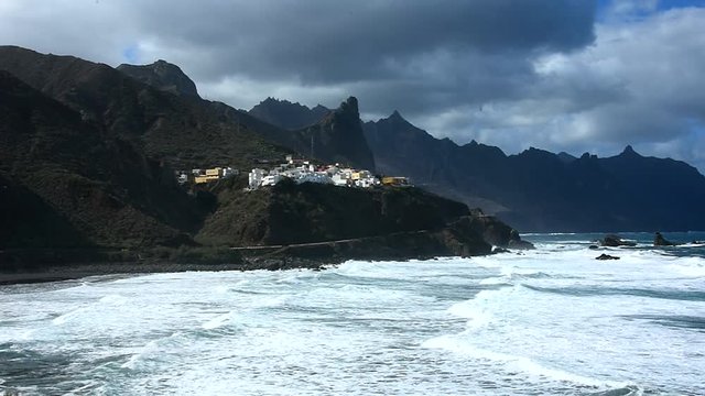 Rocky coast and Almaciga beach in Tenerife, The Canaries. Nature landscape 