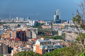 Fototapeta na wymiar Beautiful aerial view of Barcelona skyline, Spain