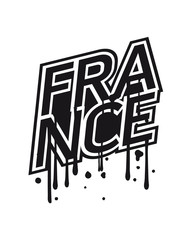 graffiti stempel tropfen buchstaben text 3 farben frankreich nation blau weiß rot flagge design logo cool