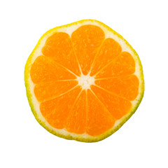 cut of tangerine isolated on white background