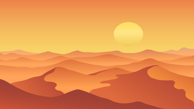 desert landscape flat design illustration